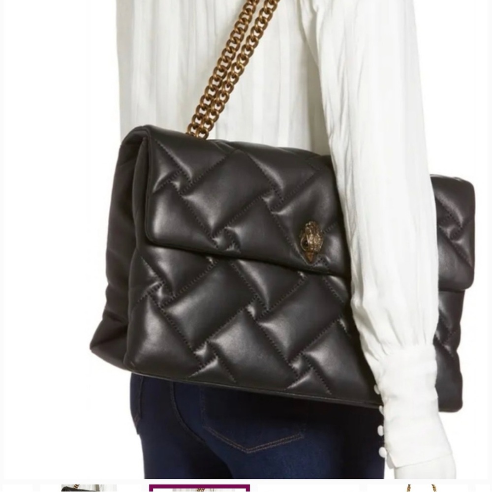 Kurt Geiger Black xxl Quilted Clutch with Gold Chain